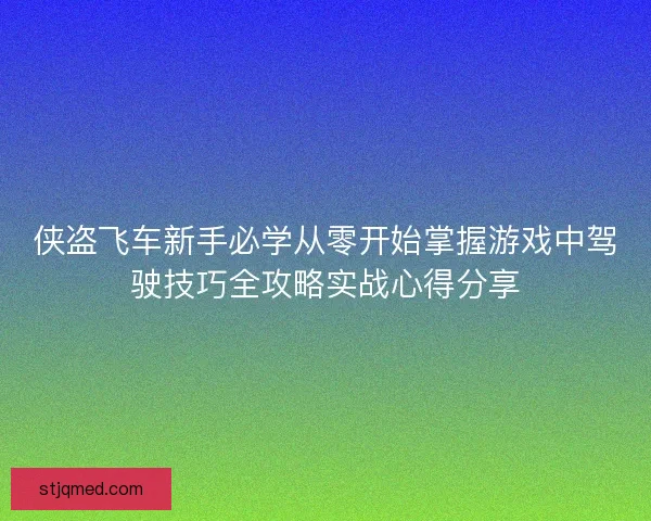 侠盗飞车新手必学从零开始掌握游戏中驾驶技巧全攻略实战心得分享